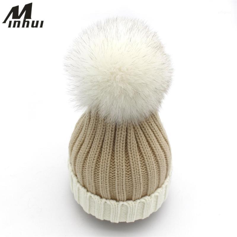 

Beanie/Skull Caps Minhui Real Fur Pompom Hat Women Girl Kids Winter Cap Patch Knitted Pom Poms Hats Bonnet Skullies Beanies Gorro Mom And Ki, I for kids