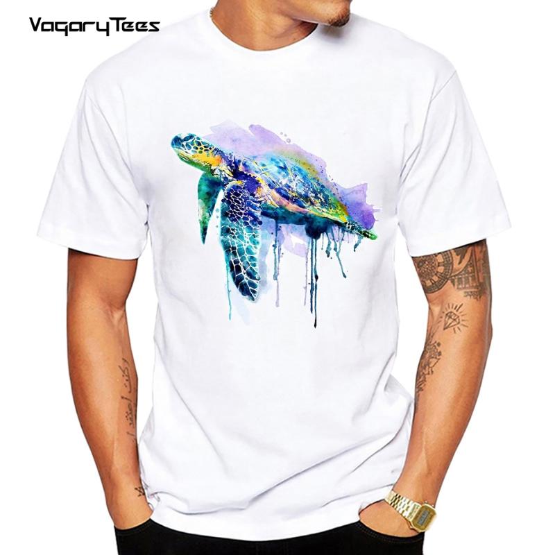 

Men's T-Shirts Funny Watercolor Animal T Shirt For Men Top Oversized T-shirt Casual Tops Streetwear Tee Sea Turtle Print Tshirt, White;black