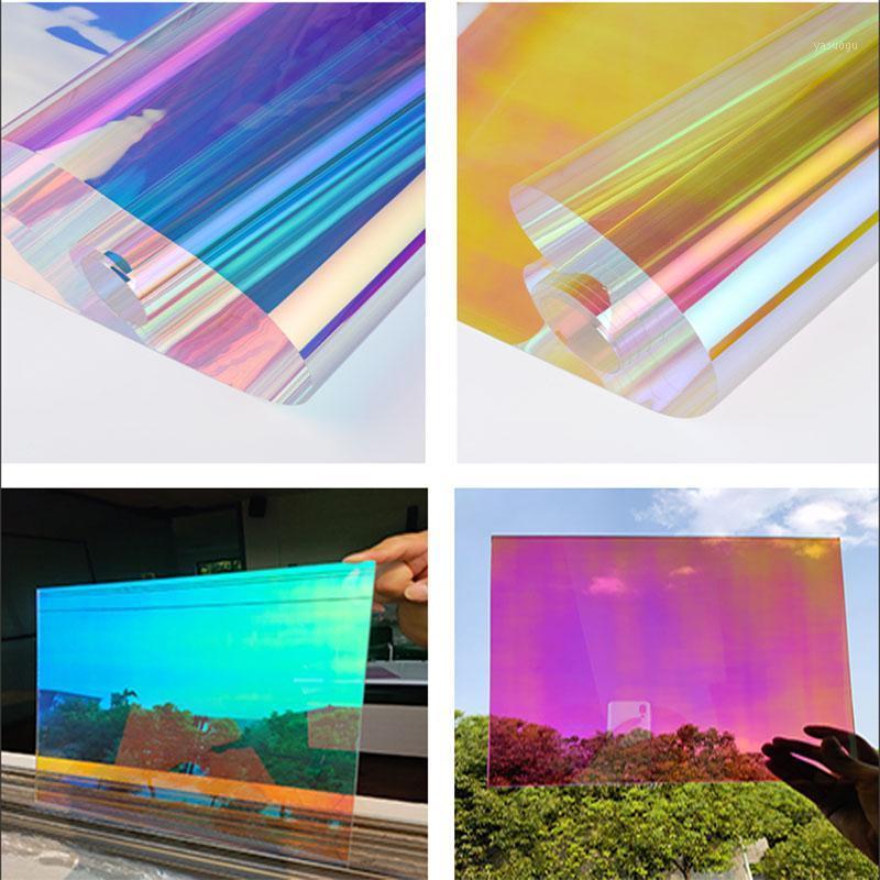 

Window Stickers HOHOFILM 3Colors Roll Rainbow Film Iridescent Home Glass Sticker Restaurant Self Adhesive Decorative Office Tint