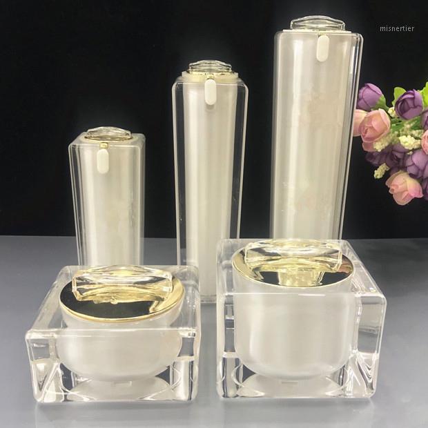 

High Grade White Cosmetics Sub Acrylic 30/50/100ML Lotion Pump Bottle, Classic 15/30/50G Acrylic Cream Jar 6PCS 1Suit1