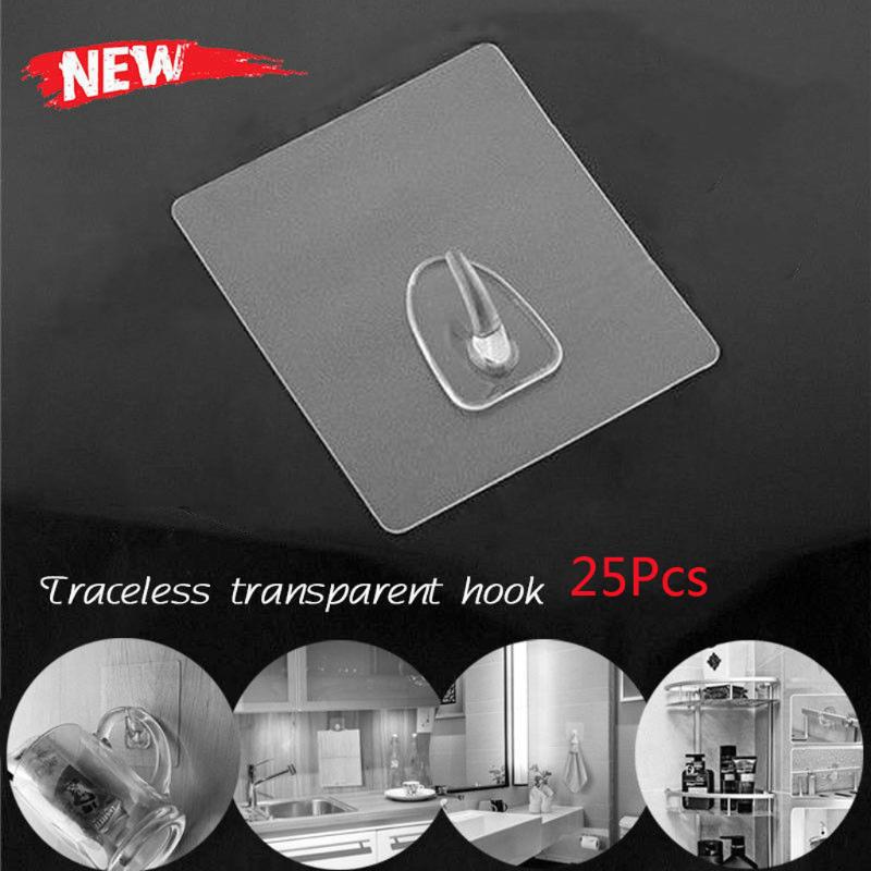 

Anti-skid Hooks Reusable Transparent Traceless Wall Hanging Plastic 7-25pcs Seamless Adhesive For Kitchen Bathroom #42