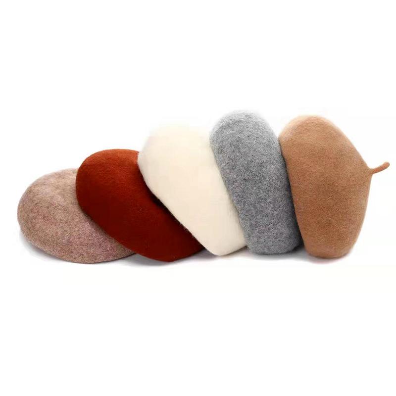 

Women Girl Beret French Artist Warm Wool Winter Beanie Hat Cap Vintage Plain Beret Hats Multi Color Elegant Lady Winter Caps, Black