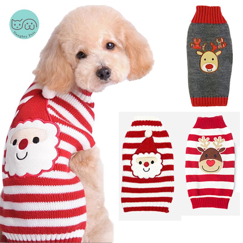 

Pet Dog Christmas Sweater Puppy Cats Winter Clothes Holiday Sweaters Vest Jumpsuit Warm Clothing For Small Medium Large Dogs, Red elk