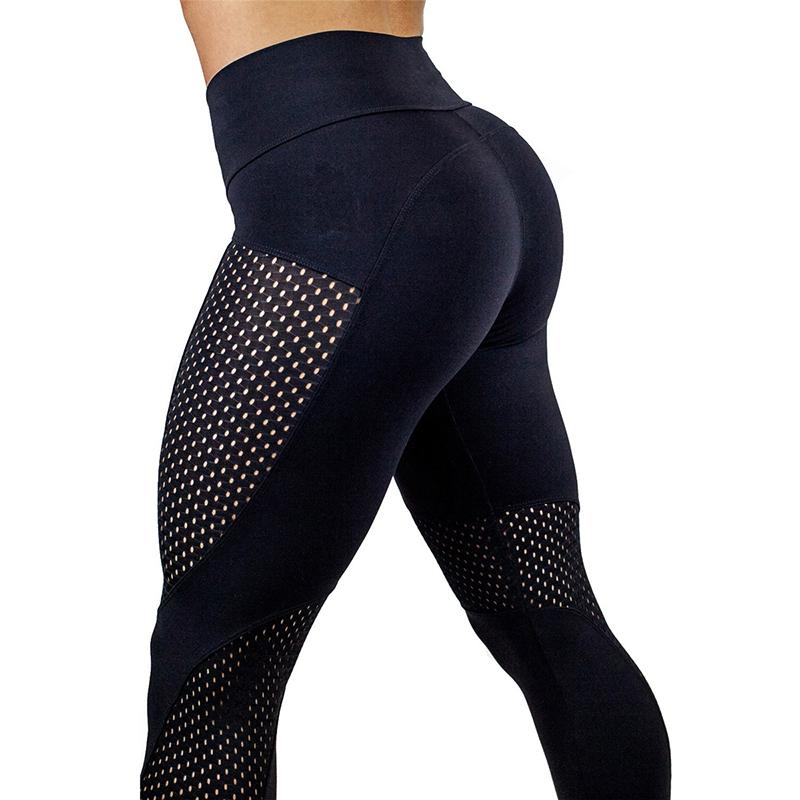 

custom logo New quick drying mesh Yoga Pants -3xl sports fitness running leggings Yoga Pants, Black