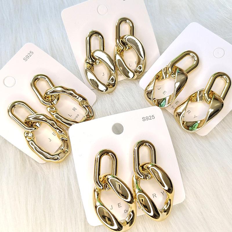 

Women's Geometric Loop Drop Dangle Earrings Female Matte Metallic Glossy Acrylic Statement Stud Earring Vintage Jewelry