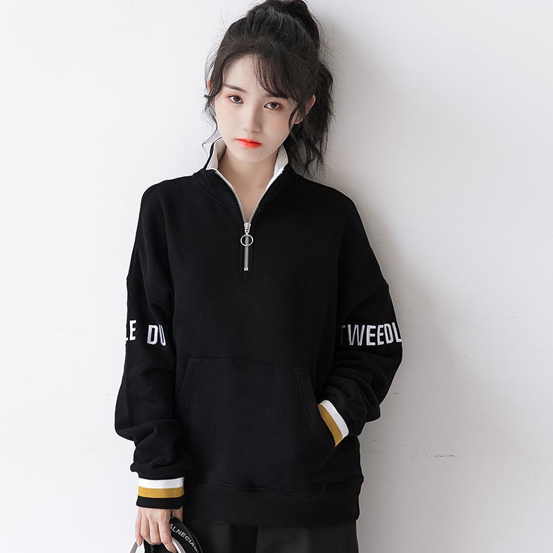 

Winter Women Warm Black Hoodies Pullovers Sweatshirt Harajuku Streetwear Tops of the Fashion Jumper Hoodie Ladies 4vux