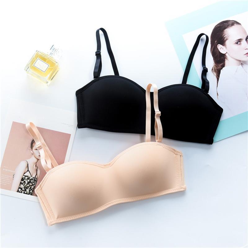 

Casual Thin Cup Gathered Bra Crop Tops Women 2021 Seamless Steel Ring Breathable Tops For Women Fashion Underwear Tube Top1, Beige