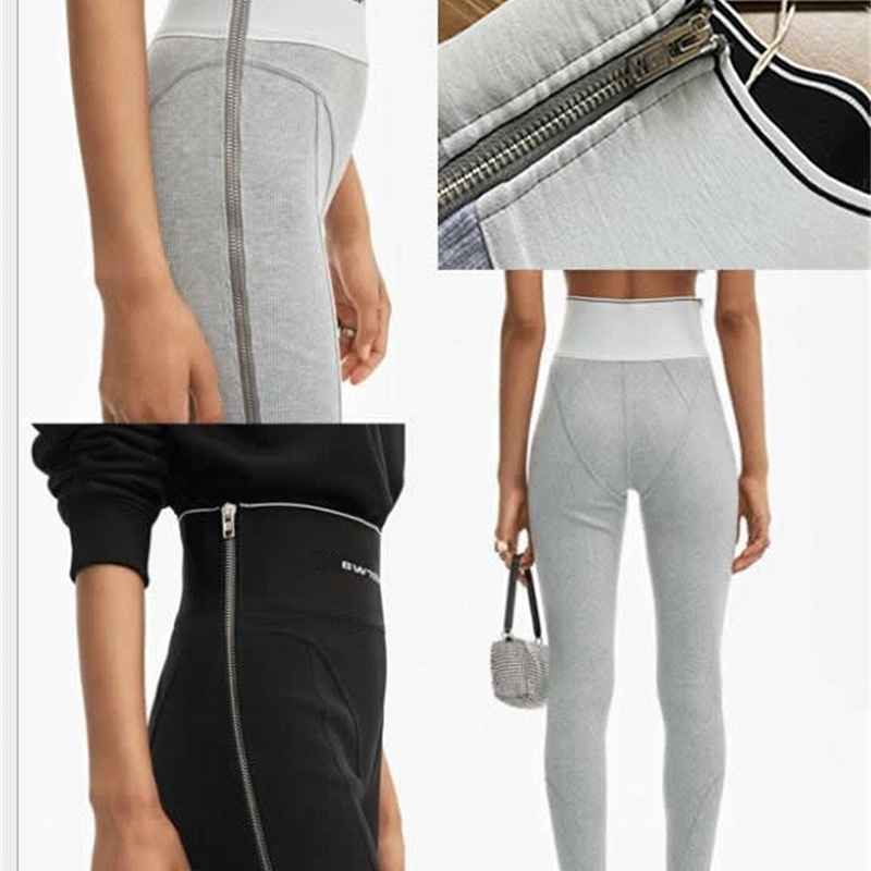 

100391 Autumn Winter Women Letter Jacquard Webbing Skinny High Waist Trousers Leggings Pencil Pants A2 201103, Beige