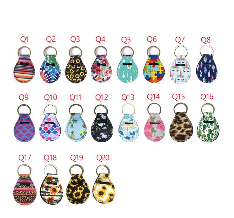 

SBR Neoprene Quarter Holder Keychain Diving material 20 different Designs Pattern Floral Print with Metal Ring