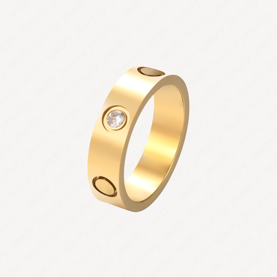 Classic Love Screw Ring Mens Rings For Women Stainless Steel 18k Gold Plated Never Fade Not Allergic 5 6mm Eternal Promise Accessories With Jewel-image-748142164