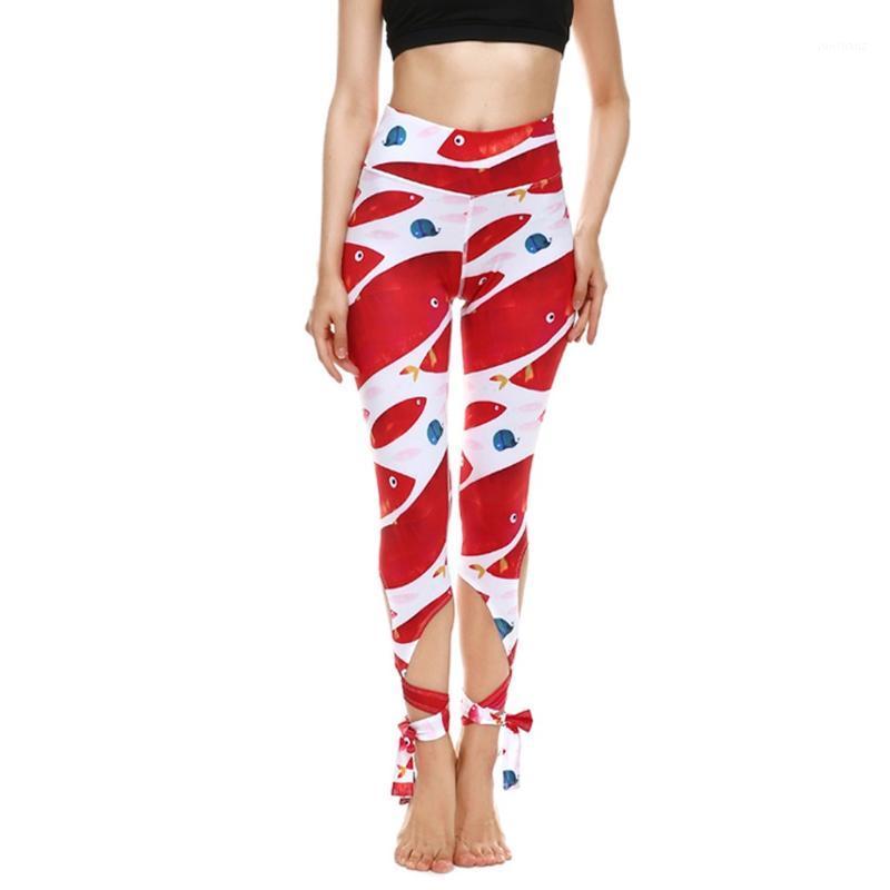 

SAGACE High Waist Yoga Pants Casual Sports Fitness Running yoga pantalones Print Ballet Strappy Pants tracksuit female gym1, Bu