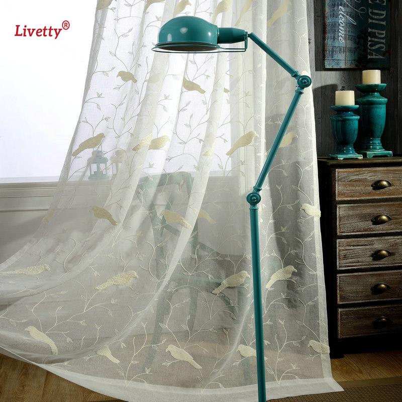 

Solid Tulle Curtains For Living Room Embroidered Birds Roman Blinds Drapes Bedroom Chinese Sheer Voile Curtain Window Treatments, As pic
