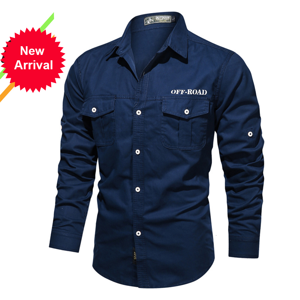 

2021 New Autumn/winter Warm Quality 100% Cotton Material Long Sleeved Shirts Button Collar Smart Casual for Men Comfortable Tooling 7oru, Army green