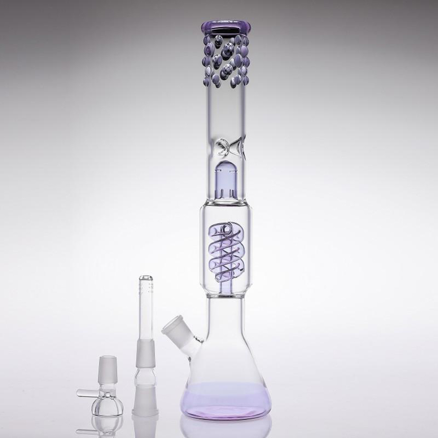 

2022 Purple Blue Hookahs Glass Bongs Thick Glass Smoking Pipes Honeycomb Two Functions Recyler