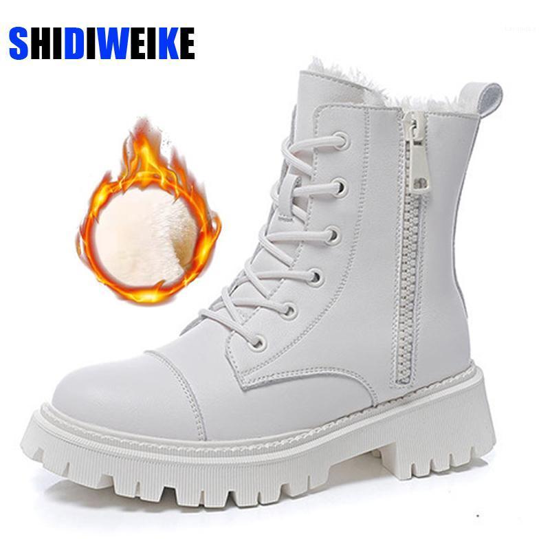 

Plush warm motorcycle boots Fashion leather women's short boots Winter plush waterproof Women's snow 35-40 AC3661, Black