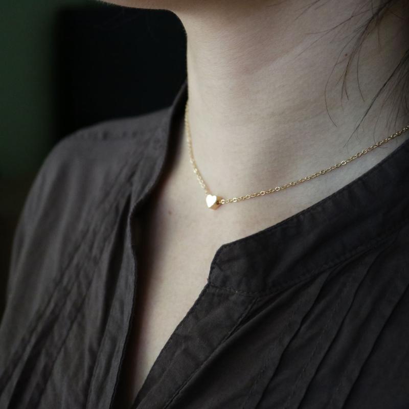 

Fashion Love Heart Pendant Necklace For Women Golden Silver Color trendy Necklace Simple heart Neck Jewelry female