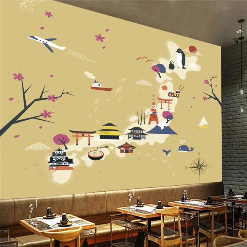 

Custom Abstract Cartoon Japanese Travel Decor Background Wallpaper Mural Japanese Cuisine Sushi Ramen Restaurant Wall Paper 3D, Canvas
