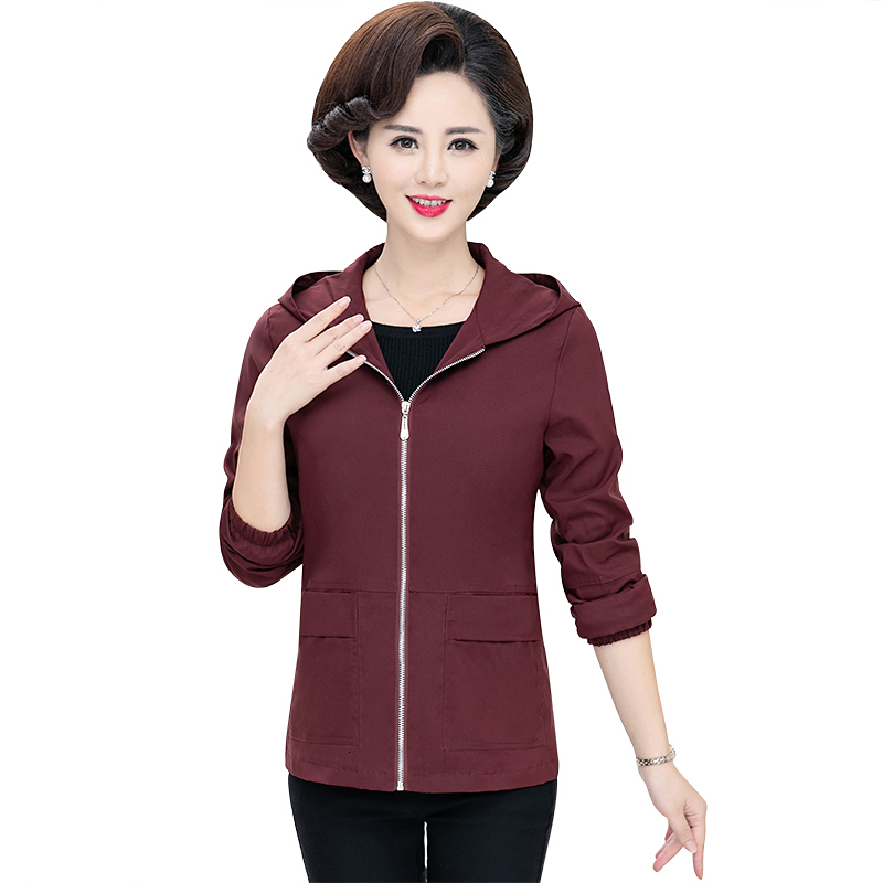 

2021 New Female Fall Coat Short Sleeve with Zipper Jacket Outerwear Ladies Elegant Fashion Coats Top Dressed As Mother 5xl KBU2, Red wine 911