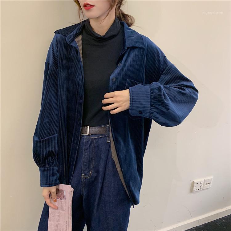 

Women Vintage Long-Sleeve Blouse Loose Turn-down Collar Button Tops Retro Office lady style Shirt1, Black