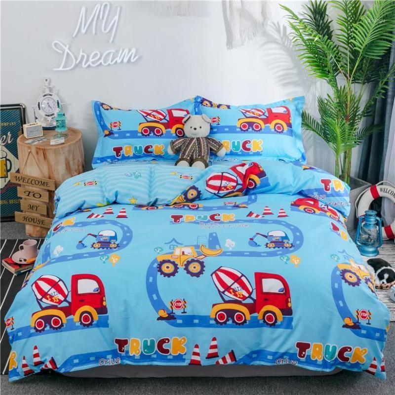 

Trucks Tractors Cars Airplane printed Boys Blue Duvet cover Bed Sheet Set Pillowcase 100%Cotton  Queen size Bedding set1, Color 3