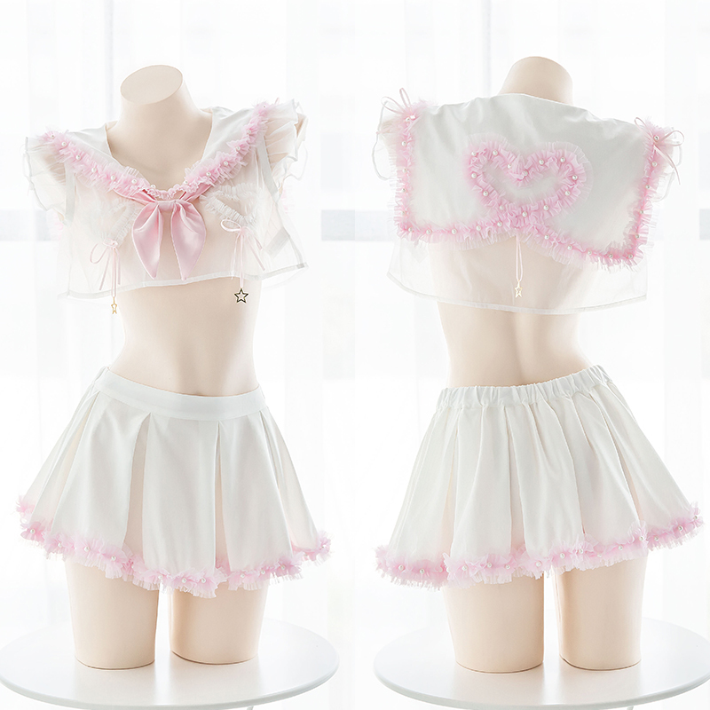 

Pink heart Perspective Whose eca Lolita Sailor Erotic Girl From School Cosplay Uniform Outfit Sexy Kawaii Lingerie Set
