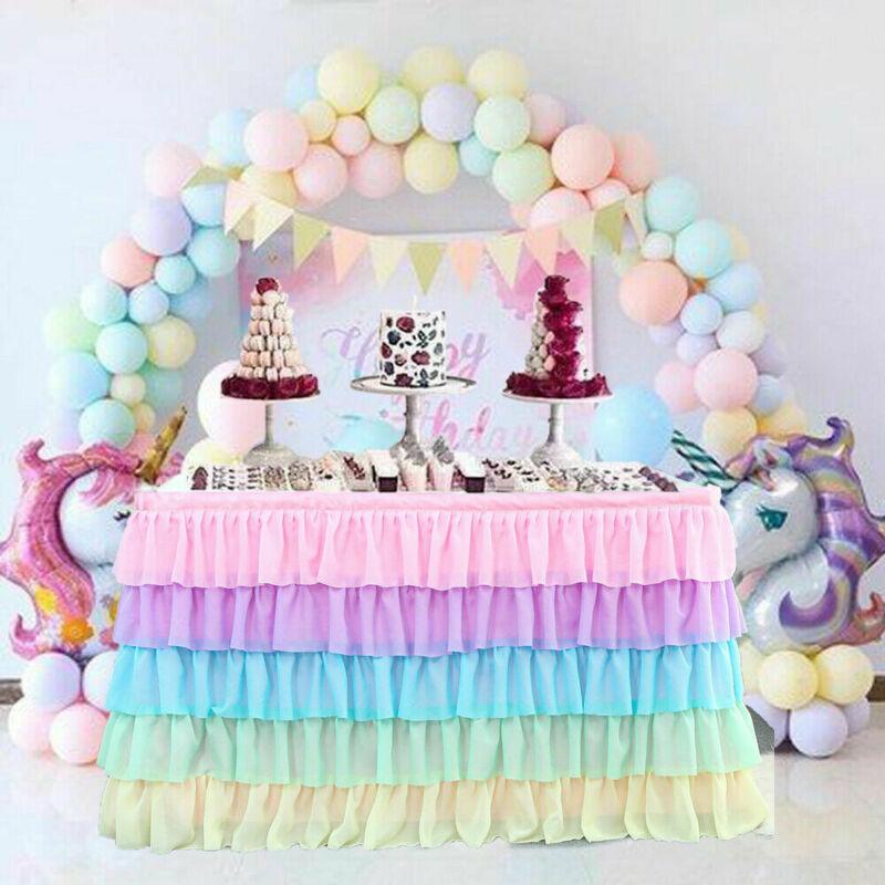 

Table Skirt Multicolor Cover Birthday Wedding El Festive Party Decor