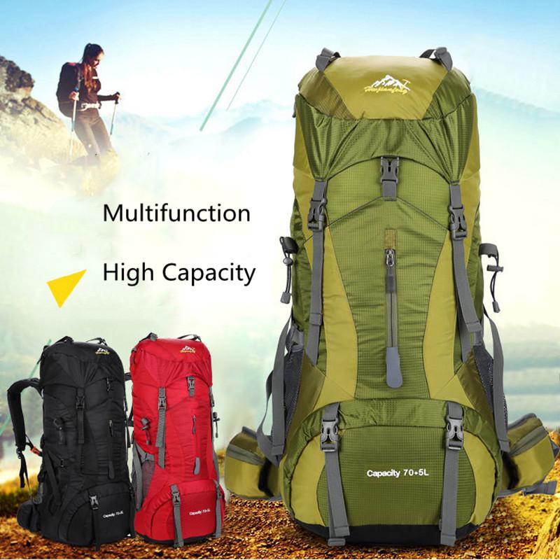 

New Professional 75L Mountaineering Bag Outdoor Climbing Camping Backpack Large Capacity Fashion Men Women Cycling Backpacks, Blue
