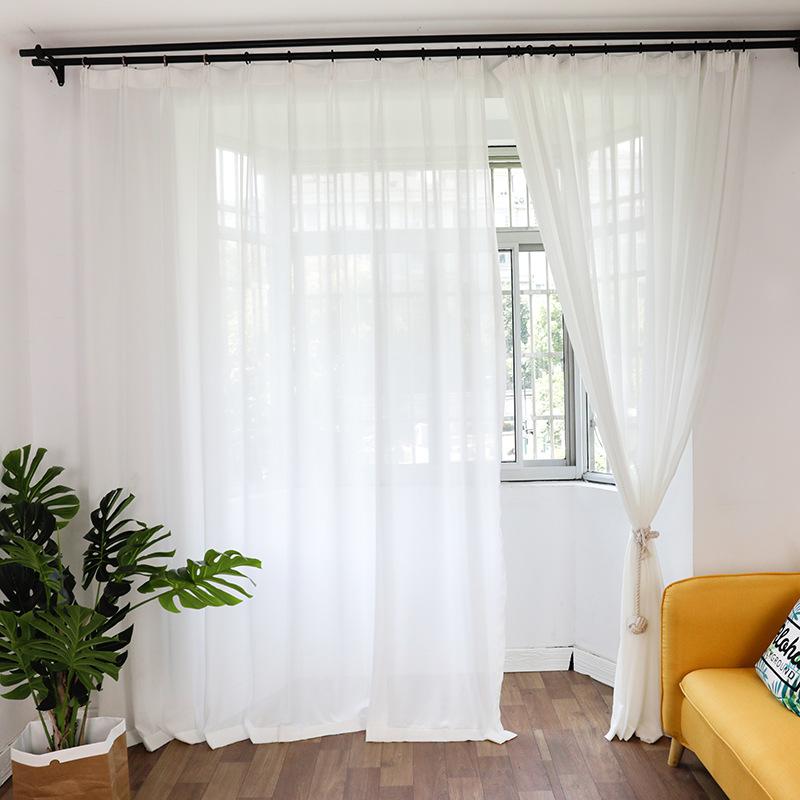

White Thick Linen Tulle Curtain Bedroom Hotel Window Screening High quality Voile Curtain for Living room Kitchen Drapes AD016D3