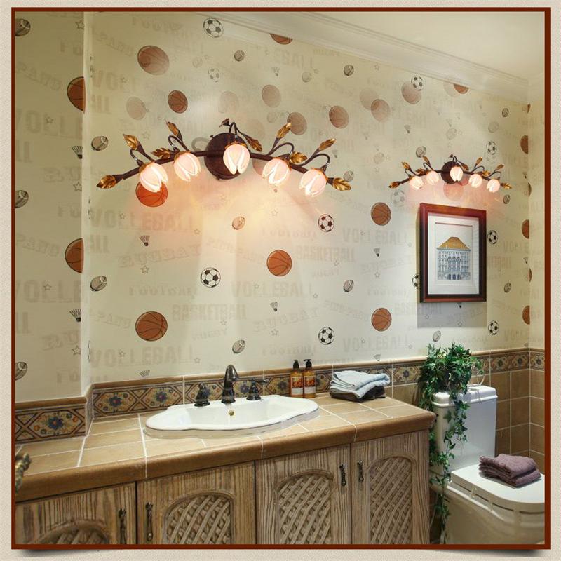 

Glass Flowers Wall Lamps European Vintage Garden Artistic Wall Lamp Bedroom Bedside Aisles Lamp Art Deco Mirror Light