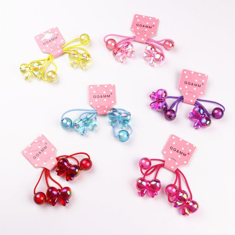 

2PCS Creative New Cute Acrylic Butterfly Ball Hair Circle Elastic Hair Bands Handmade Women Barrette Girls Accessories