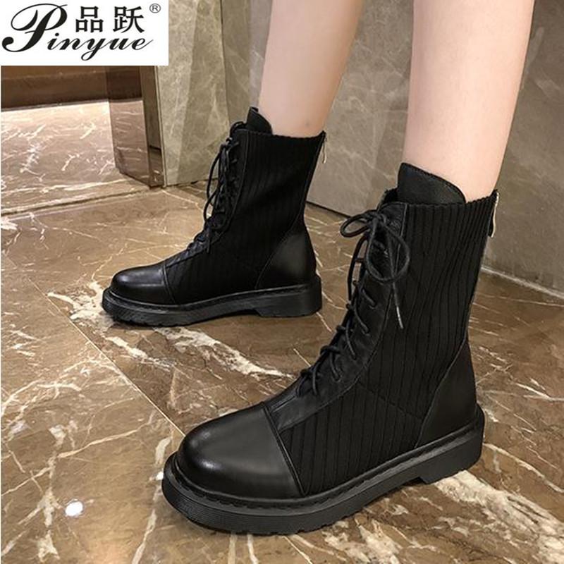 

Thick-soled stretch knitted boots women's autumn new net celebrity fashion increase all-match simple women boots, Black