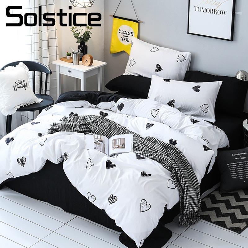 

Solstice Home Textile Heart White Duvet Cover Black Bed Sheet Pillowcase Girl Kid Adult Boy Bedding Set King Queen  Bedlinen1, 20
