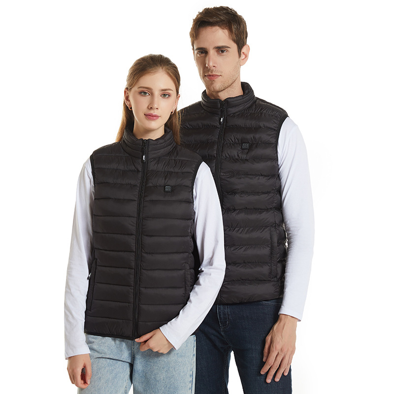 

Women's smart heating stand-up collar vest autumn and winter new women's jacket warm vest women, Black;white