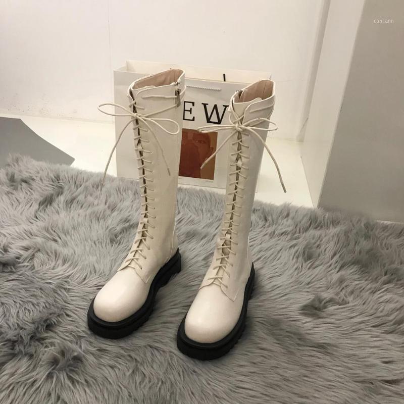 

Knee High Boots Woman Platform Shoes Woman Lace Up Botas Mujer Zipper Autumn Boots Concise Zapatos De Mujer Elegant1, As pic