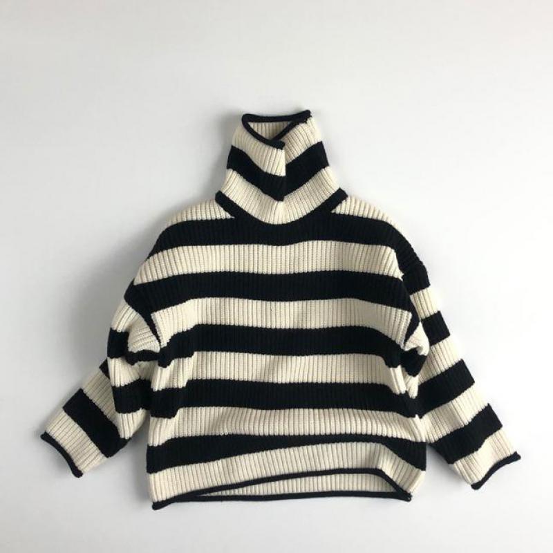 

2021 Spring New Kids Sweaters Classic Striped Boys Knitwear Girls Knitted Sweater Children Turtleneck Pullover Nfn2