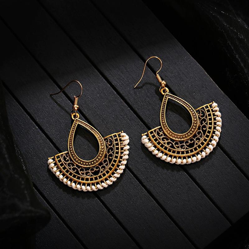 

Retro Sector Gold Color Hollow Turkish Jewelry Jhumka Earrings Bijoux Handmade Women's Vintage Turkey Boho Earrings