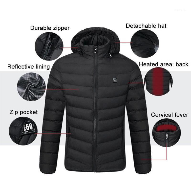 

USB Heated Coat Electric Battery Hoodie Jacket Washable Temperature Ajustable Heating Skiing Electric Vest Heated Zipper1, Red