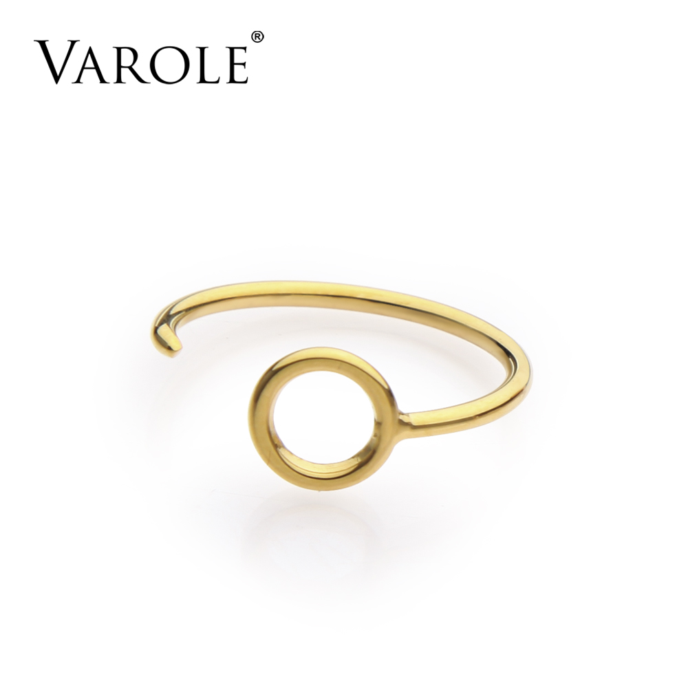 

VAROLE Circular Nail Design Simple Wedding Couples Rings Gold Color Bijouterie for Woman Jewelry Bagues Anillos Gift