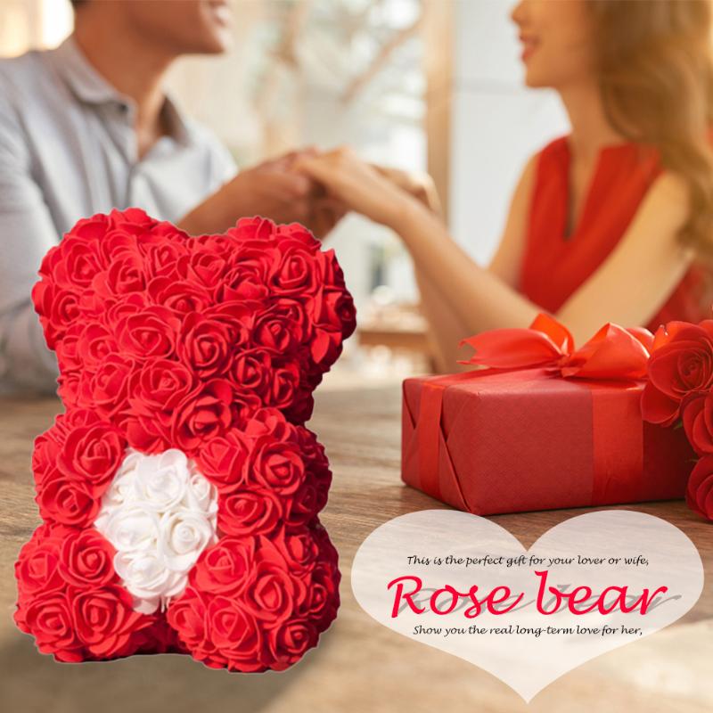 

Valentines Day Gift Rose Teddy Bear Rose Flower Artificial Decoration Birthday Party Wedding Decor Girlfriend Gift Supplies, Light pink