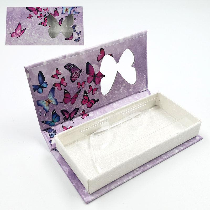 

Wholesale Lash Boxes Packaging Eyelash Box Package Custom Butterfly Window Purple Butterfly Eyelash Storage Case Vendors