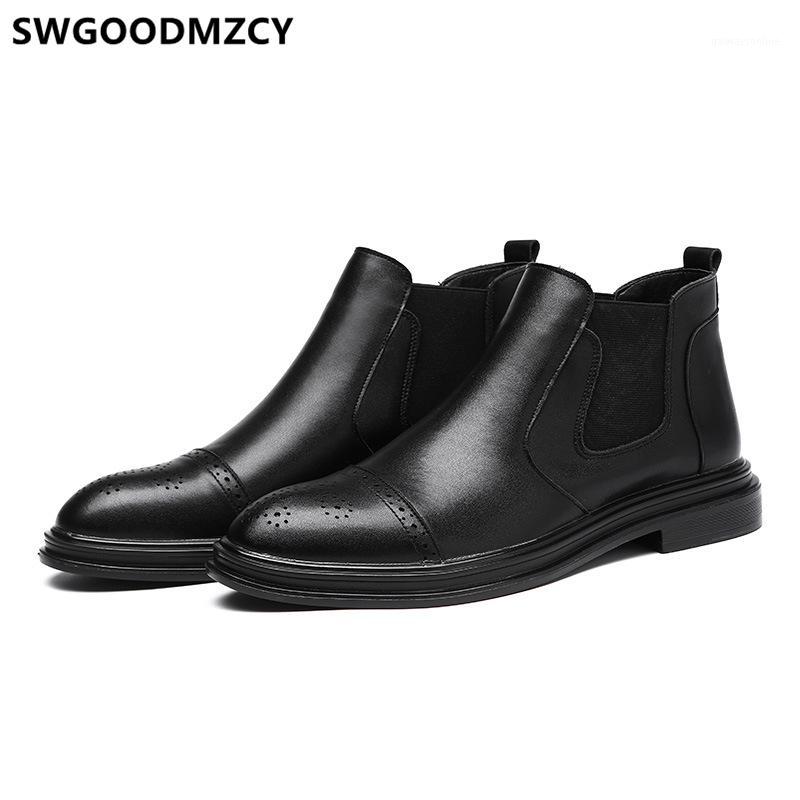 

Ankle Boots Men Boots Men Genuine Leather Fashion Brogue Shoes Mens Dress Shoes Chaussure Homme1, Black
