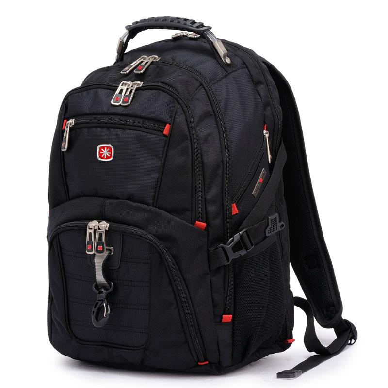 

Swiss Men's Backpack 15.6 inch Computer Notebook School Travel Bags Unisex Large Capacity bagpack waterproof Business mochila 201118, Black