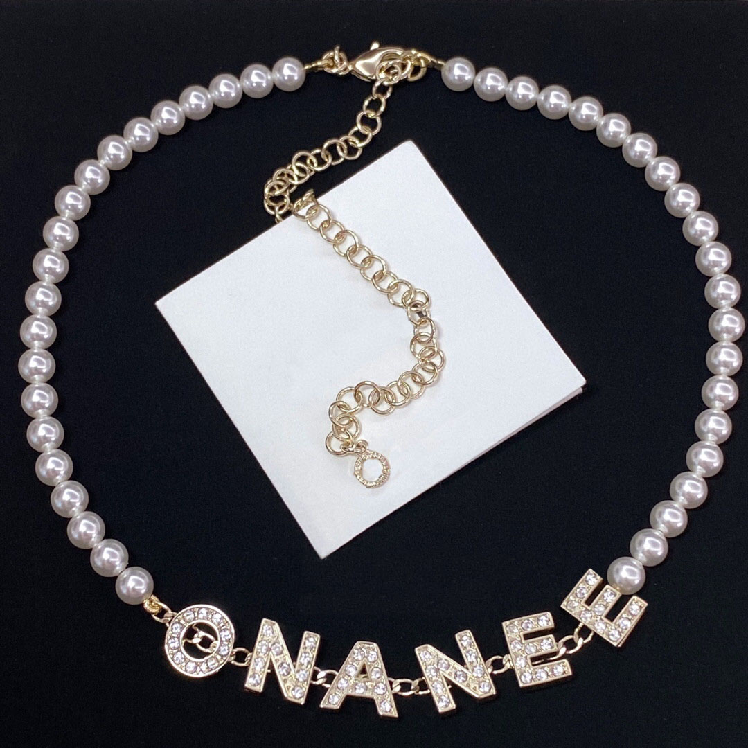 

Fashion gold pearl necklace bijoux Chokers for lady Women Party Wedding Lovers gift engagement Jewelry for Bride with box, Silver