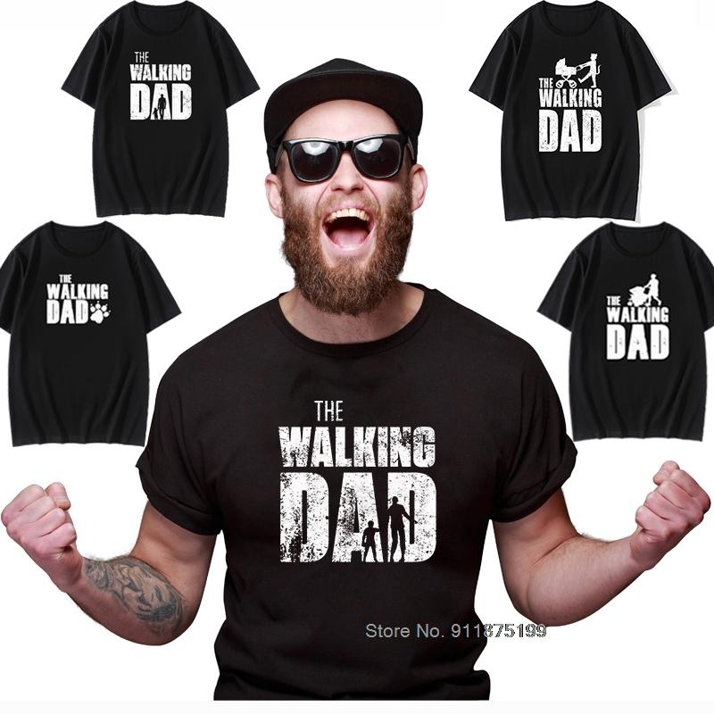 

Men's T-Shirts 2022 Father's Day Funny T Shirt The Walking Dad Series Graphic Tops Tees 100% Cotton Vintage For Men Husband Daddy Gift, No print black