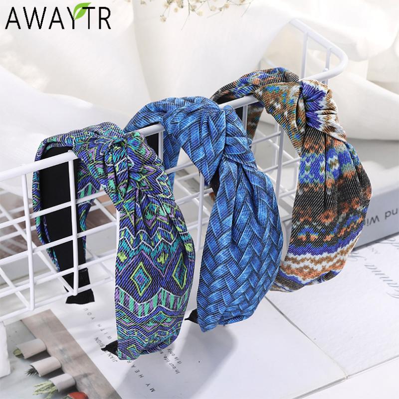 

AWAYTR New Fashion Cross Hairband Knot Headband Turban for Women Lady Print Bow Wide Hair Hoop Bezel Hair Bands Accessories