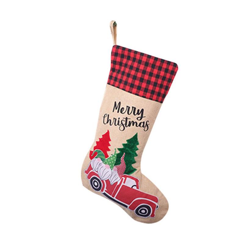

Christmas Stocking Car Flowers Pattern Sock Bags Gift Decoration New Year Gift Bags Candy for Family Xmas Party
