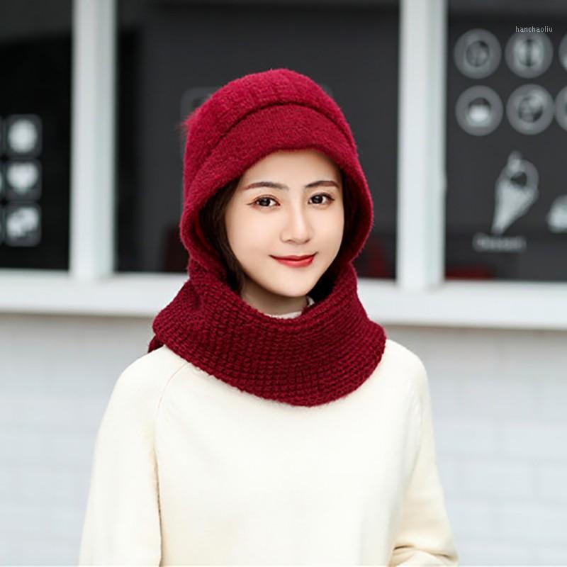 

Winter Warm Hat Knitted Skullies Beanies Korean Sweet Solid Color Cap 2pcs Fashion Ski Cap And Scarf Set Women1, Zy1231p