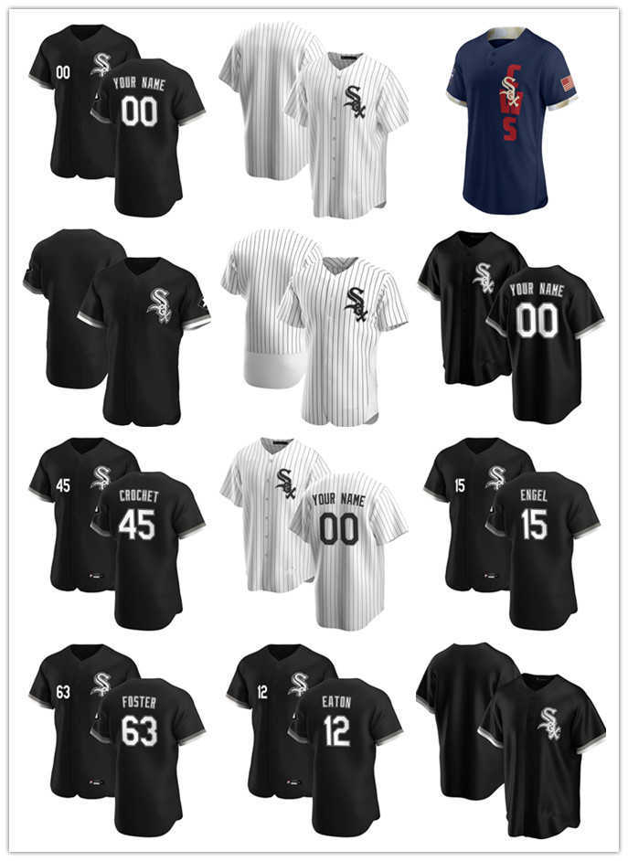 

Custom Jersey Chicago''White''Sox Mens women Youth 45 Garrett Crochet 63 Matt Foster 12 Adam Eaton 15 Engel Baseball Jer, Blue;black