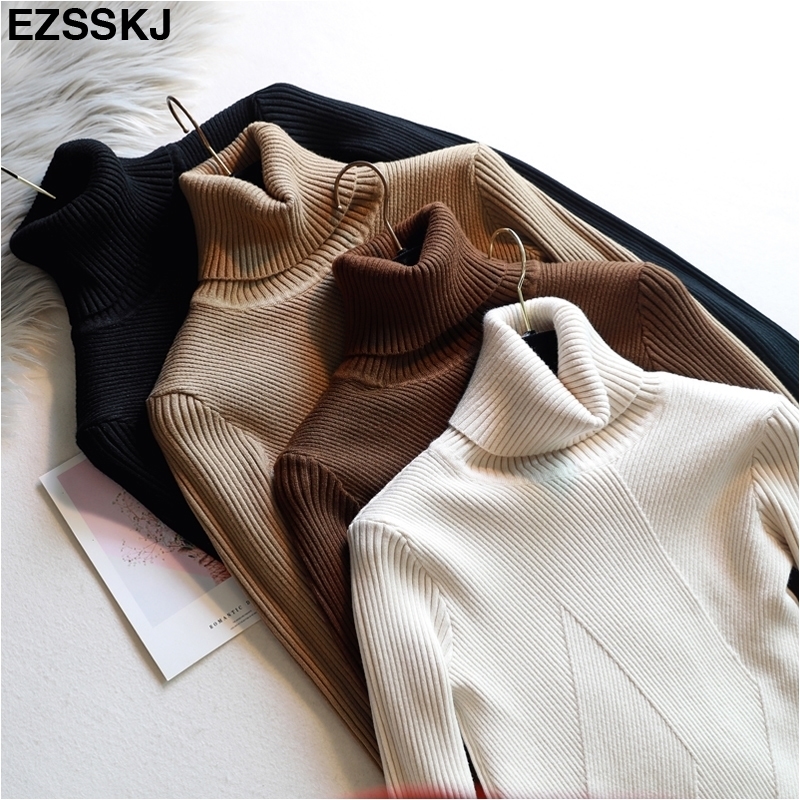

chic Autumn winter thick Sweater Pullovers Women Long Sleeve casual warm basic turtleneck Sweater female knit Jumpers top 201016, Beige