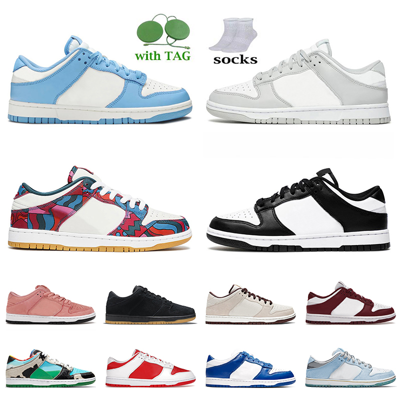 

Wholesale Women Mens Running Shoes Low Coast Grey Fog UNC Black White Outdoor Sports Trainers Trail Parra Abstract Art Sean Cliver Kasina Skateboard Sneakers, C4 pink pig 36-45